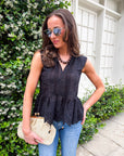 Lady Luck Embroidered Peplum Top