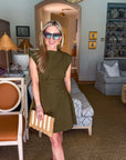 Sweet Afternoons Mini Dress-Olive