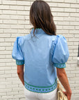 Embroidered Dream Top-Blue