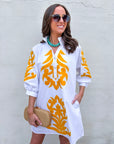 Isla Floral Baroque Dress-Sunflower/Off White