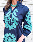 Isla Floral Baroque Dress-Navy