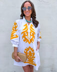 Isla Floral Baroque Dress-Sunflower/Off White