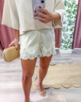 Satin Allure Shorts-Ivory