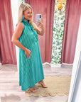 Nantucket Stripe Maxi Dress-Green