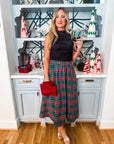 Favorite Time Plaid Midi Skirt-Green