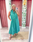Nantucket Stripe Maxi Dress-Green