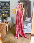 Moonglade Pleated Maxi Dress- Rose