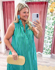 Nantucket Stripe Maxi Dress-Green