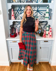 Favorite Time Plaid Midi Skirt-Green