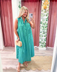 Nantucket Stripe Maxi Dress-Green