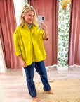 Kaia Oversized Button Down Top-Citron