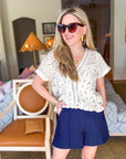 The Atelier Pintuck Short-Navy