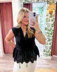 Lady Luck Embroidered Peplum Top