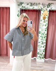 Portside Button Down Top-Navy