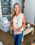 Preppy Moment Sweater Vest- Cream