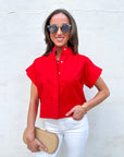 Timeless Touch Collar Top-Red