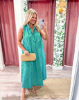 Nantucket Stripe Maxi Dress-Green