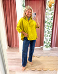 Kaia Oversized Button Down Top-Citron