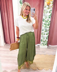 Arabian Nights Balloon Pants-Olive