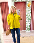 Kaia Oversized Button Down Top-Citron