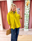 Kaia Oversized Button Down Top-Citron