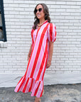 Sail Into Summer Midi Dress-Orange Pink