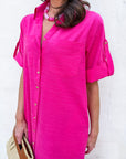 Weekend Chic Woven Midi Dress-Fuchsia