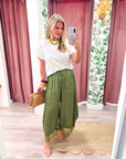 Arabian Nights Balloon Pants-Olive