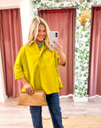 Kaia Oversized Button Down Top-Citron
