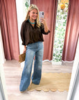 Yvette Puff Sleeve Top-Brown