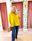 Kaia Oversized Button Down Top-Citron