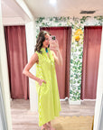 Nantucket Stripe Maxi Dress-Lime