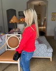 Falling for Cozy Knit Cardigan-Poppy Red