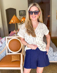 The Atelier Pintuck Short-Navy