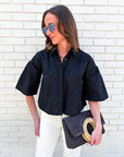 Spring Reset Eyelet Cropped Jacket-Black