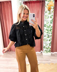 Rosemere Button Down Top-Black