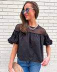 Sheer Romance Bubble Top-Black