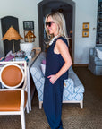 Abroad Adventure Textured Pant Set-Onyx Indigo