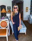 Abroad Adventure Textured Pant Set-Onyx Indigo