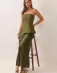 Satin Siren Maxi Dress-Olive