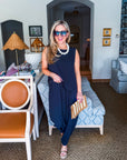 Abroad Adventure Textured Pant Set-Onyx Indigo