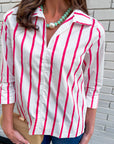 Everly Stripe Top-Pink