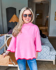 Go With the Flow Knit Top-Bubblegum Pink/Coral