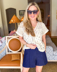 The Atelier Pintuck Short-Navy