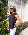 Blissful Wind Button Down Top-Black