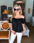 Great Night Off Shoulder Top-Black