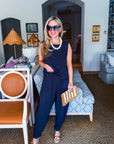 Abroad Adventure Textured Pant Set-Onyx Indigo