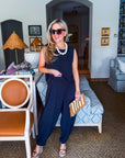 Abroad Adventure Textured Pant Set-Onyx Indigo
