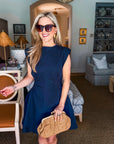 Sweet Afternoons Mini Dress-Navy