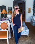 Abroad Adventure Textured Pant Set-Onyx Indigo